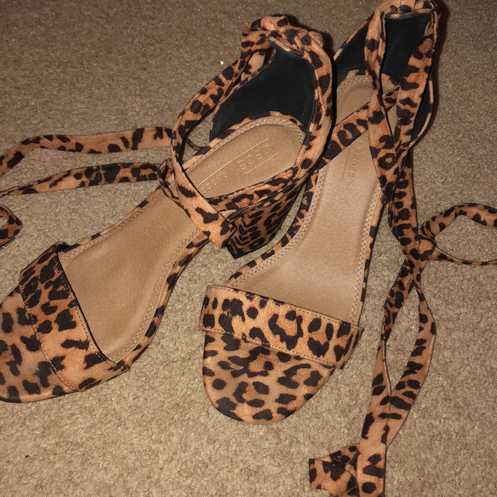 Cheetah Block Lace Up Heels